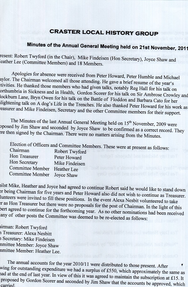 Minutes 2011 AGM Part One