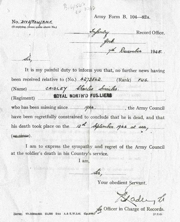 Letter to family December 12th 1945