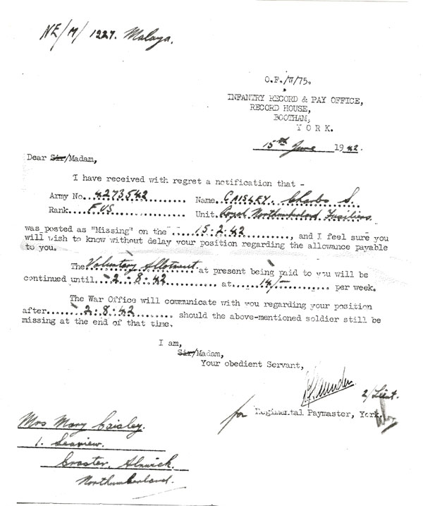 Letter to Family June 15th 1942