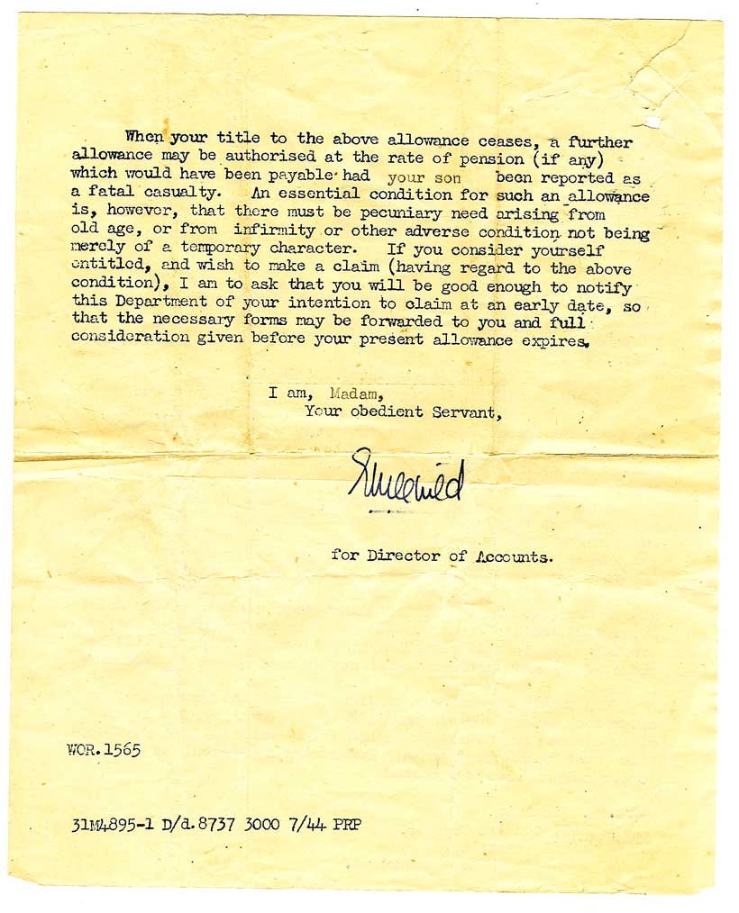 Letter from the Air Ministry September 15th 1944, Page 2
