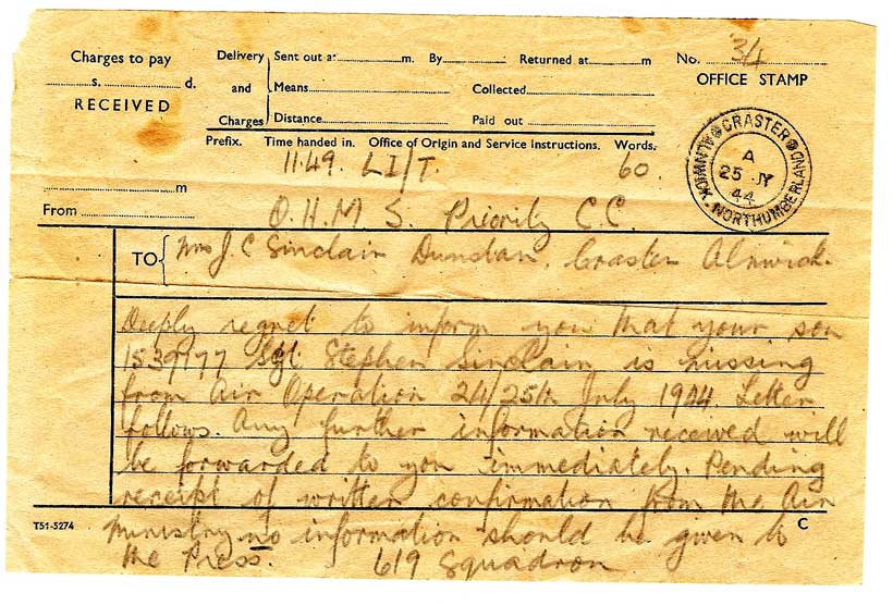 Telegram July 25th 1944
